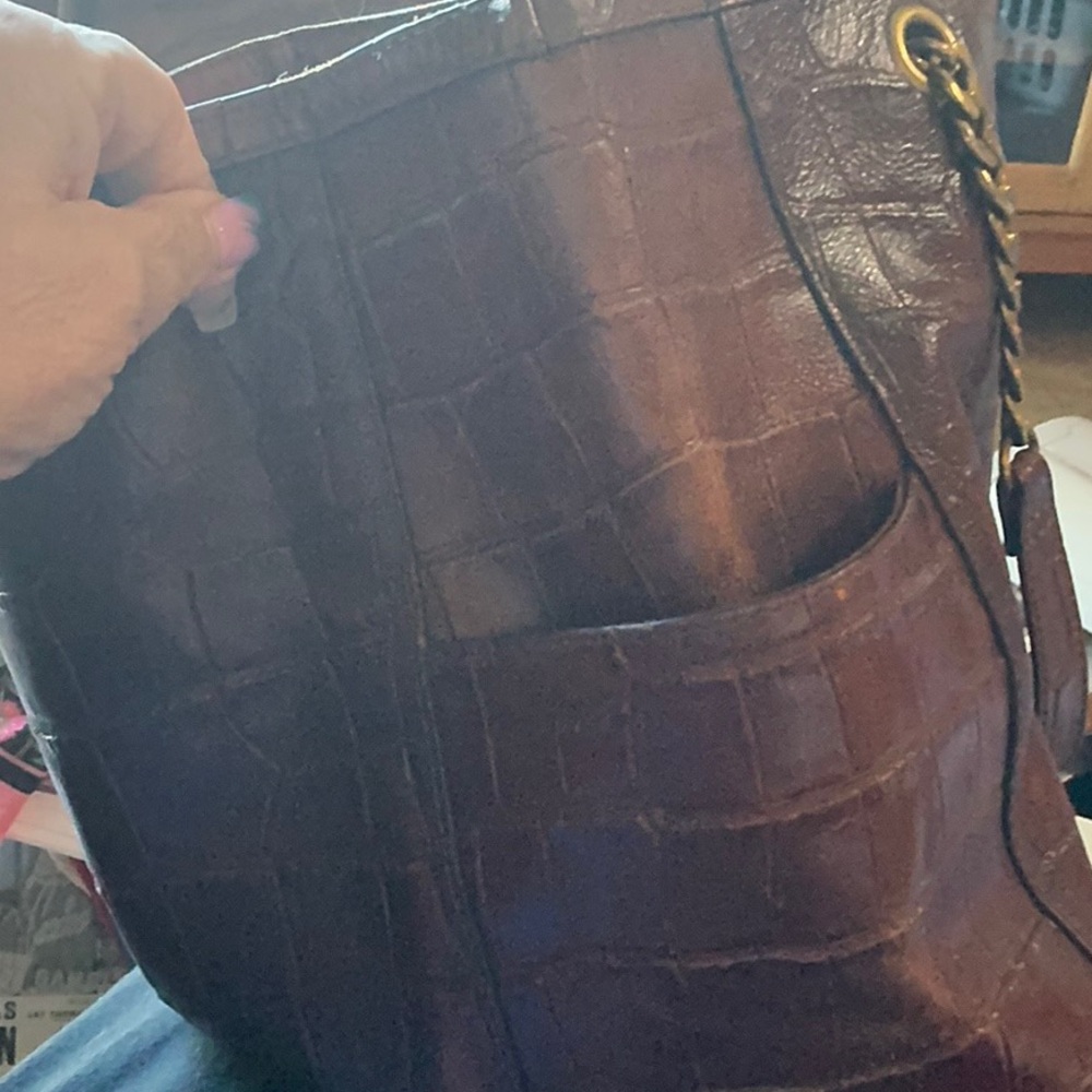 Fossil Dark Brown Croc-Embossed Tote - Picture 9 of 9